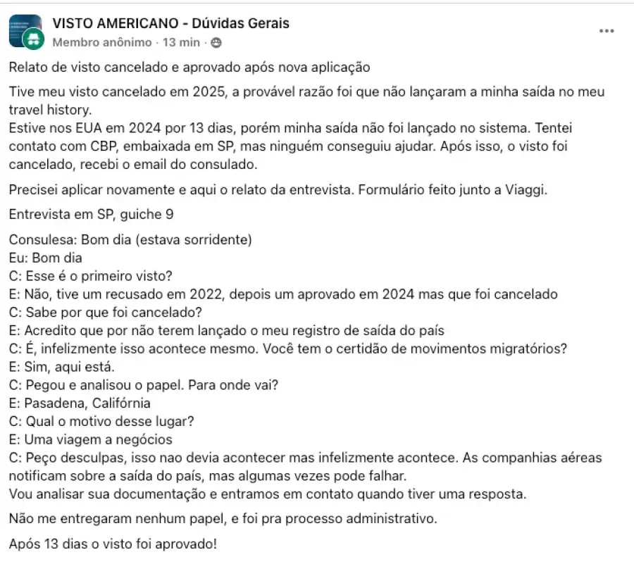 Imagem visto cancelado recuperado